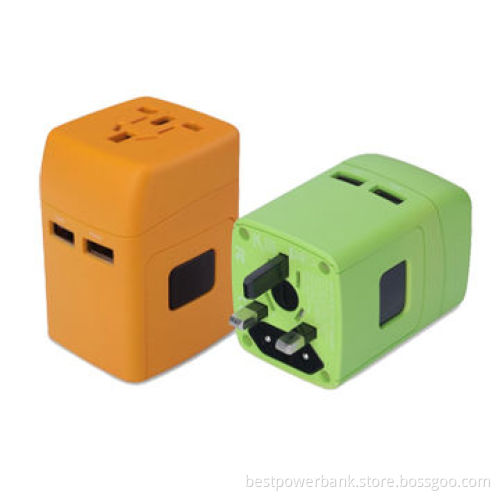 Pantone Color Multi-nation Travel Adapters, 2.5A Dual-USB Port, CE, RoHS, FCC, SGS Mark